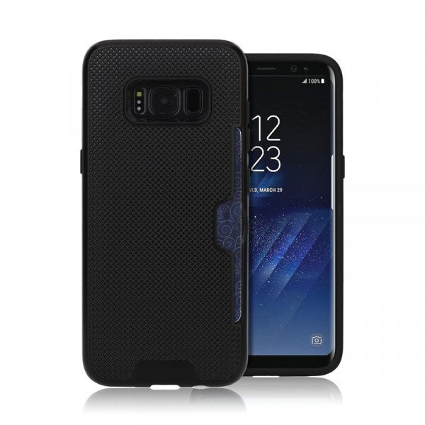 Wholesale Galaxy S8 Plus Credit Card Hybrid Case (Black)